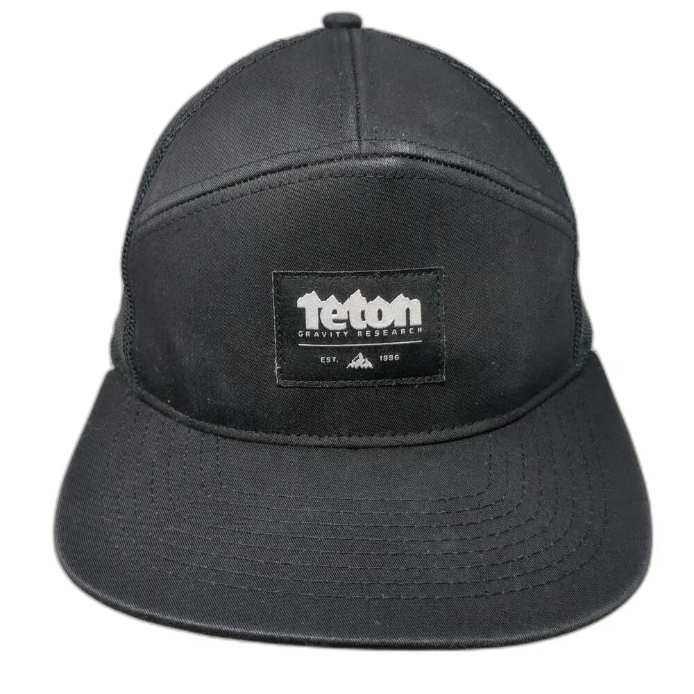 Teton Gravity Research Trucker Hat Black One Size Flat Brim Snapback Mesh Patch